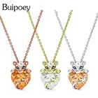 Подвеска-ожерелье Buipoey, из розового золота, с кристаллом в виде сердца львицы, для мальчиков и девочек