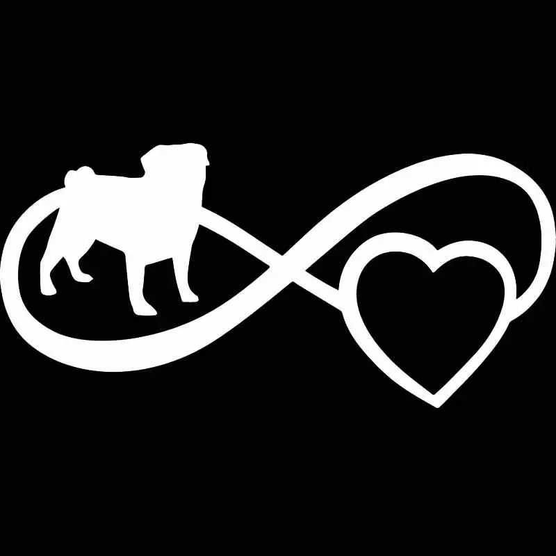 Автомобильная наклейка милая мопса любовь бесконечное сердце собака ПВХ для