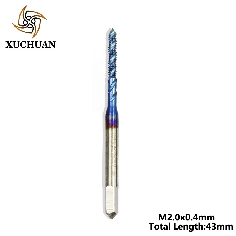 M2x0.4 1 шт. HSS 6542 винтовой кран сверло M2-M6 нано синий покрытием спиральный резьбовой кран Метрическая машина Резьба Кран дрель - Цвет: M2x0.4