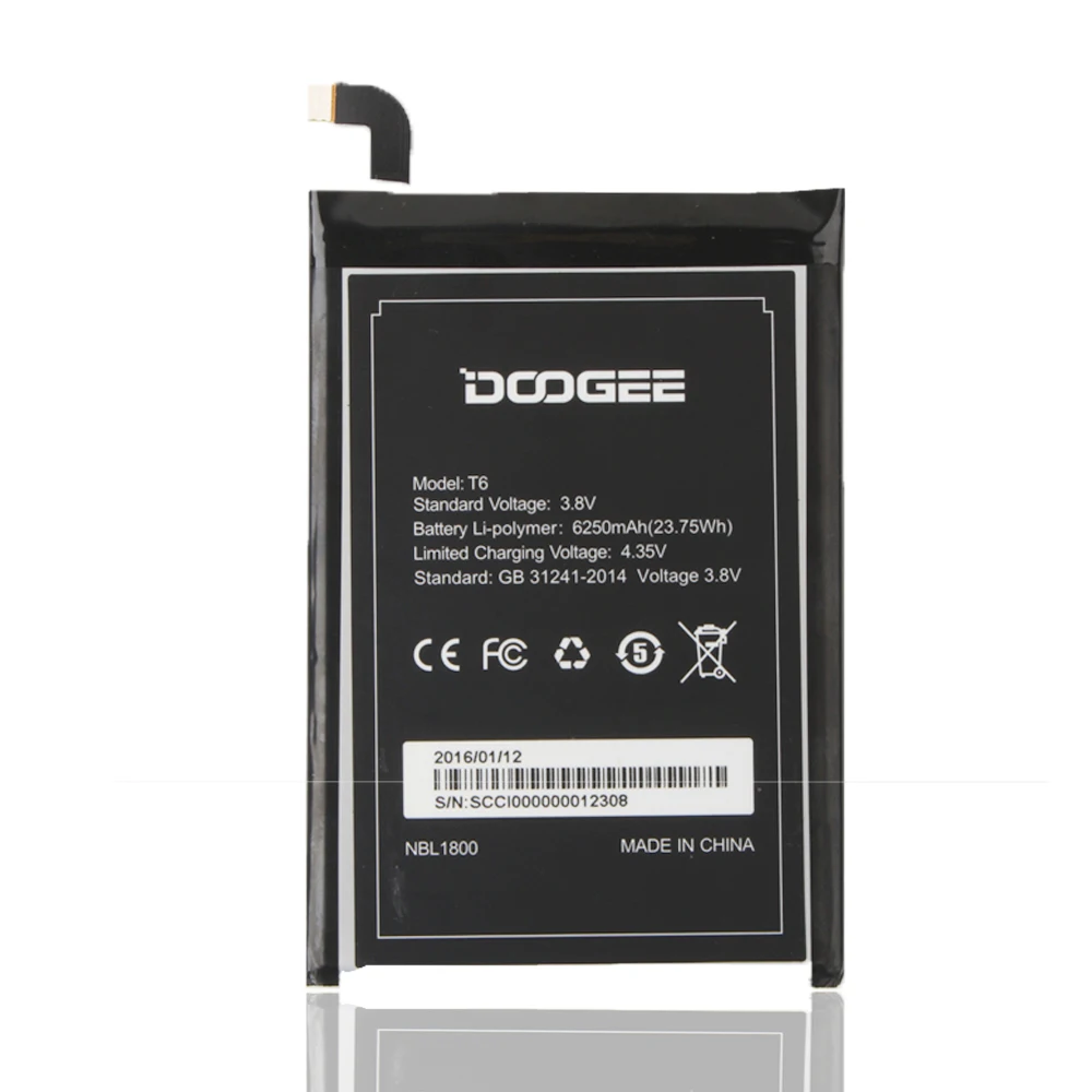 doogee t6 pro battery 6250mah 100 original new replacement accessory accumulators for doogee t6 smart phone tools free global shipping