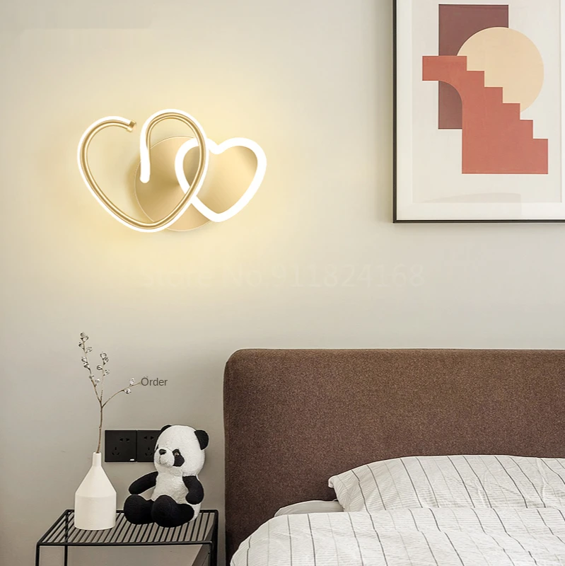 

Modern simple girl's bedroom wall lamps creative personality light for bathroom cartoon lovely bedside decoration accessories