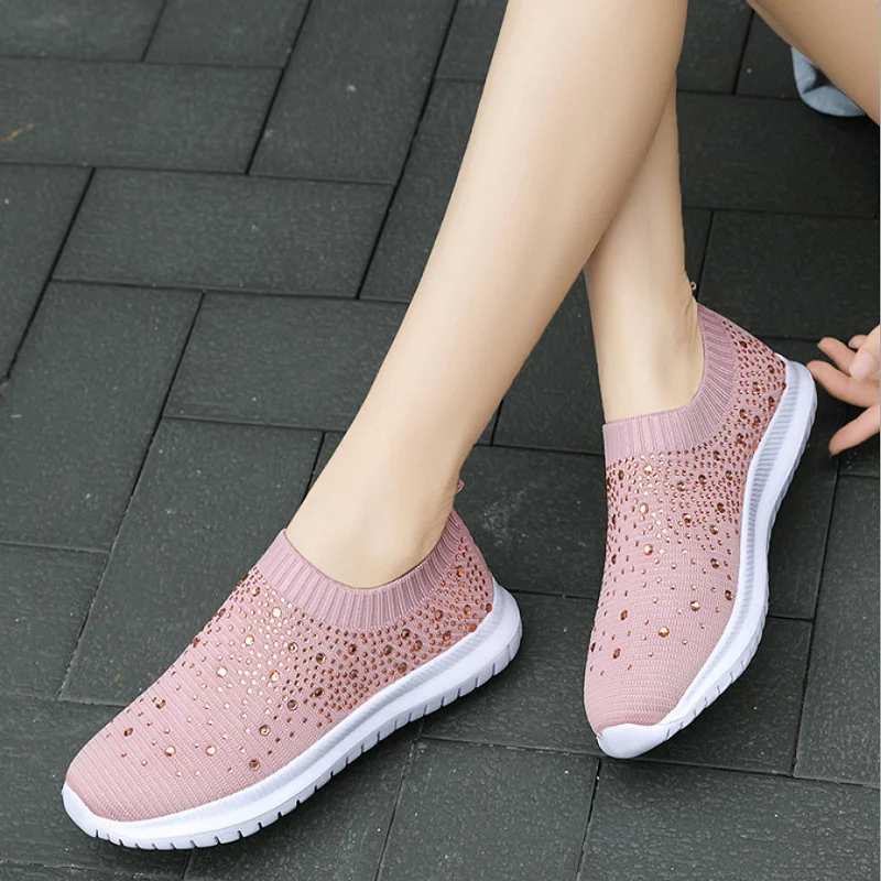 

Summer and Autumn New Large Size Women's Shoelaces, Diamond Mesh, Flying Knitting, Sports One-Piece Sleeve, Leisure Lazy Shoes
