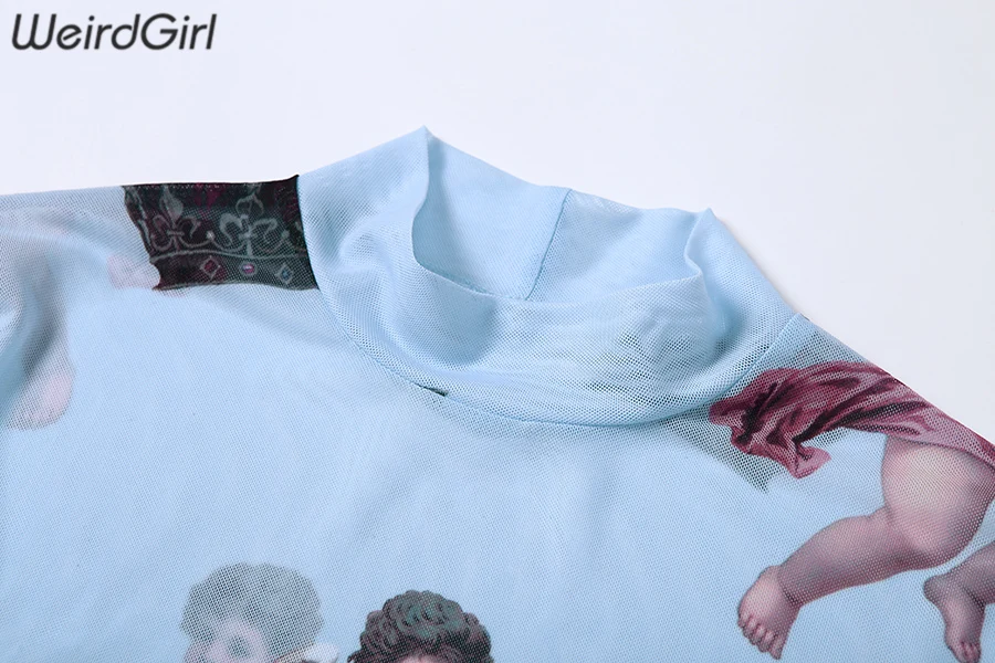 Weirdgirl, женские боди с принтом, сетчатые, элегантные, сексуальные, обтягивающие, тянущиеся, женский комбинезон с длинными рукавами, водолазка, для фитнеса, осень