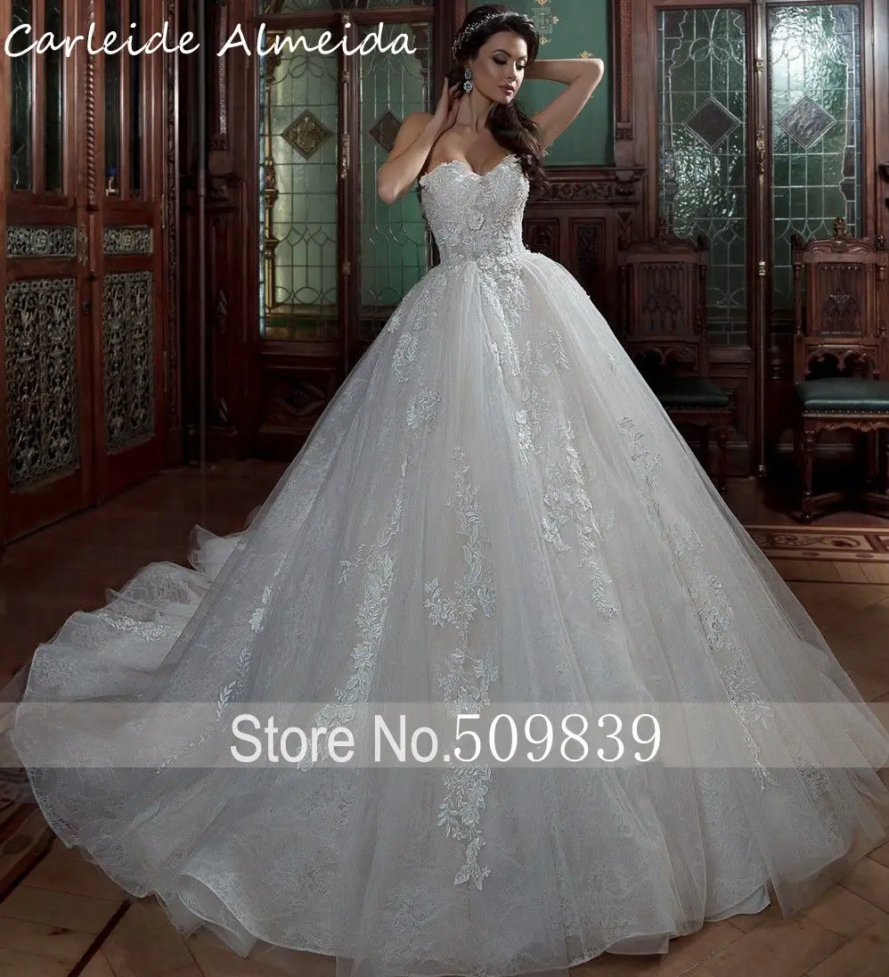 

Sweetheart Ball Gown Vintage Lace Wedding Dresses for Women Lace-up Back Chapel Train Luxury Bridal Dress Suknie Slubne