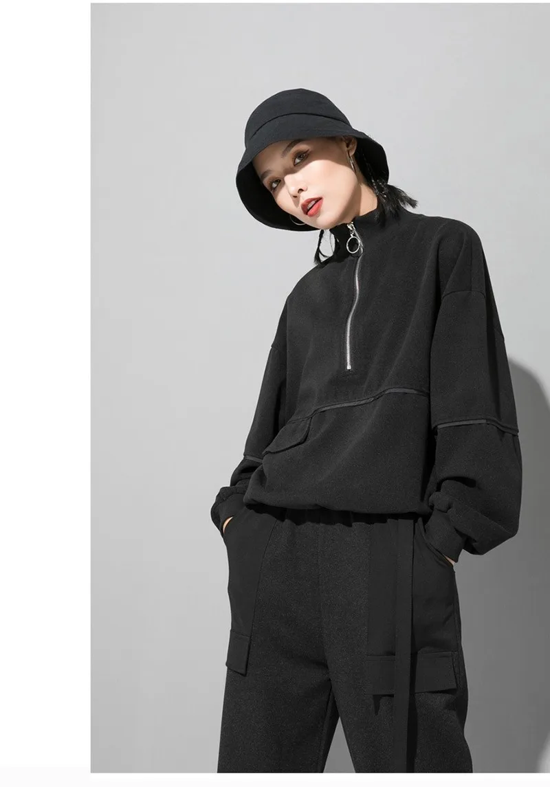 

2020 autumn and winter new women's street sweater Korean version of the dark stand-up collar zipper loose and warm outer jacket