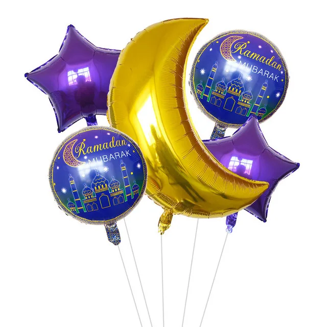 

2021 Ramadan Mubarak Decorations Aluminum Foil Balloons Eid Mubarak Decor Muslim Islamic Festival Party Decorations Supplies