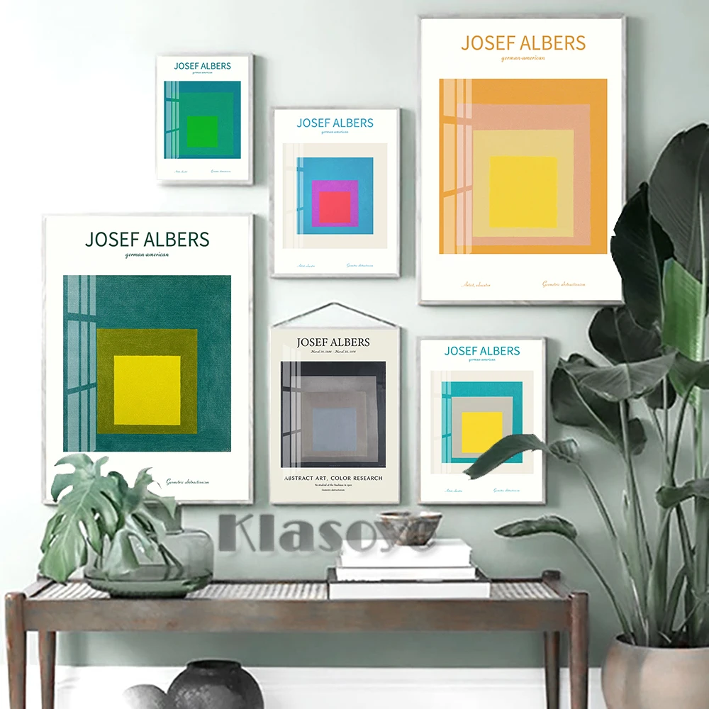 

Josef Albers Hard Edge Painting Series Exhibition Museum Poster Abstract Geometry Art Prints Minimalist Wall Picture Home Decor