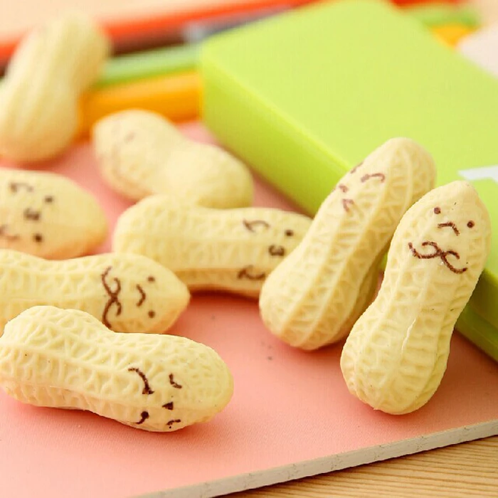 

1 PCS New Cute Kawaii Peanut Rubber Eraser Lovely Cartoon Korean Stationery for kids Children School Supplies