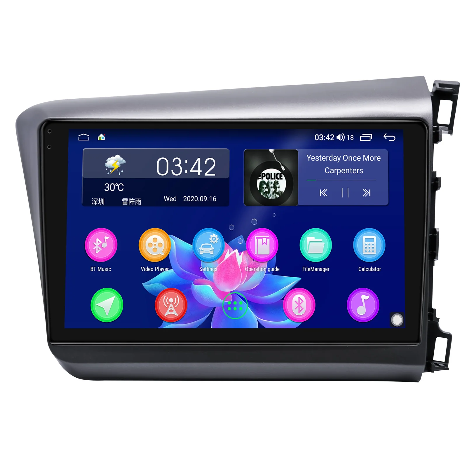 구매 라디오 1 딘 오디오 자동차 헤드 유닛 중앙 멀티미디어 플레이어 무선 카플레이 혼다 시빅 2012-2015 9 인치 IPS 스크린