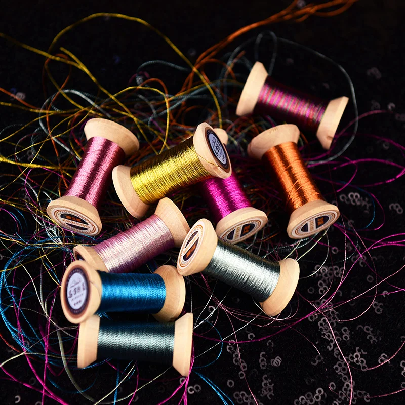Серия золотых нитей разных цветов французская нить для вышивки катушка цветная