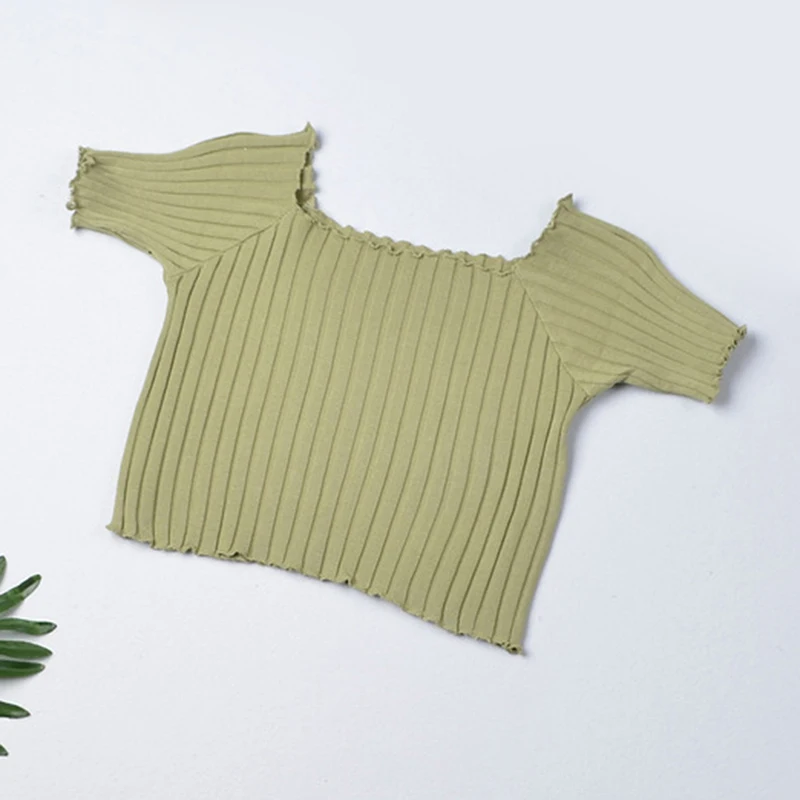 

Vintage Wood Ears O Neck Short Sleeve 2020 New Woman Slim Fit T Tight Tee Summer Retro Tops