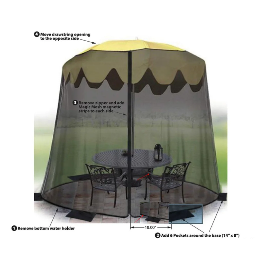

300x230CM Patio Umbrella Cover Zippered Mosquito Netting Screen Table Umbrella Garden Deck Furniture for Outdoor (Black)