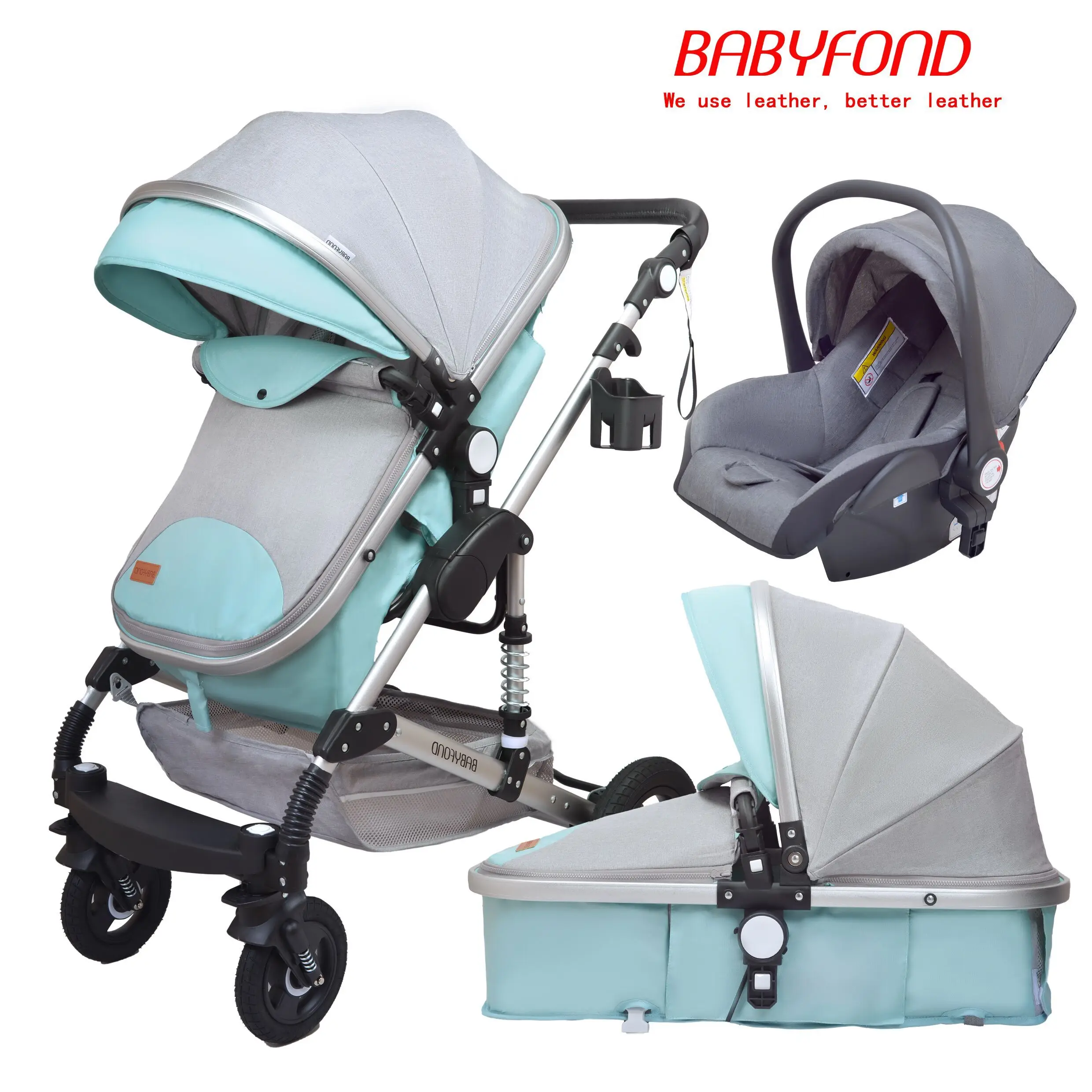 329 39 Eur Babyfond Poussette De Luxe 3 En 1 Pour Bebe Voiture Portable Pour Nouveau Ne Haut Paysage Bidirectionnel Confort 739