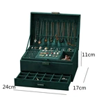 Новый зелёный фланелевый органайзер для ювелирных изделий, 3-х слойный большой органайзер для колец и ожерелий, чехлы для макияжа, бархатная шкатулка для ювелирных изделий с замком для женщин