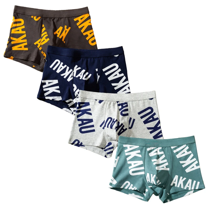 Трусы-боксеры мужские хлопковые дышащее нижнее белье в японском стиле с надписью