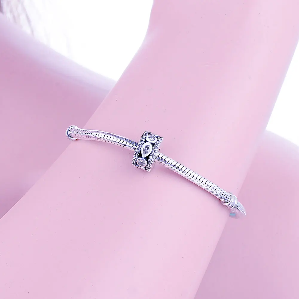 

Authentic 925 Sterling Silver Round Shape Charm Beads Fit pandora Charm Bracelet Original Silver Jewelry Making DIY berloque