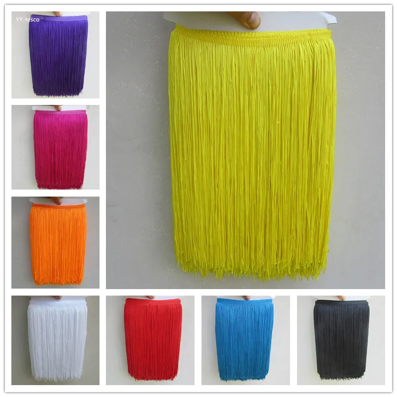 

5Yards 30cm Wide Lace Fringe Trim Tassel Fringe Trimming For DIY Latin Dress Stage Clothes Accessories Lace Ribbon