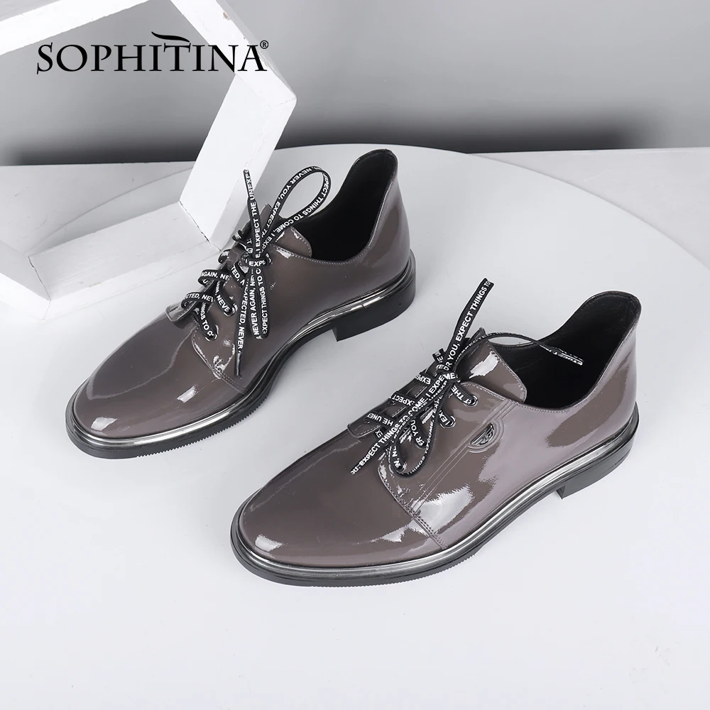 SOPHITINA/простые женские туфли на плоской подошве со шнуровкой с круглым носком