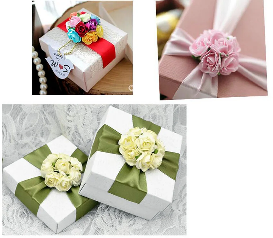 120 шт 2 см бумажный цветок роза букет для подарочной коробки украшение тутового