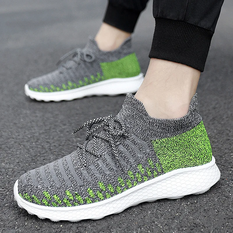 

Men's Sports Shoes New Fashion Flying Knitting Shoes Men's Lightweight Breathable Running Shoes Large Size 45