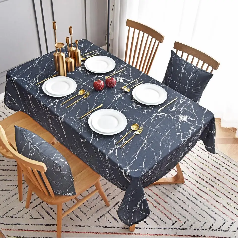 Скатерть маслостойкая черная с принтом хлопковая прямоугольная скатерть для