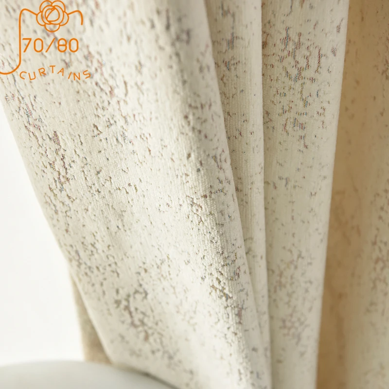 Custom Curtains Modern Simple Nordic Cotton Jacquard Embroidery White Thick Cloth Blackout Curtain Tulle Drapes