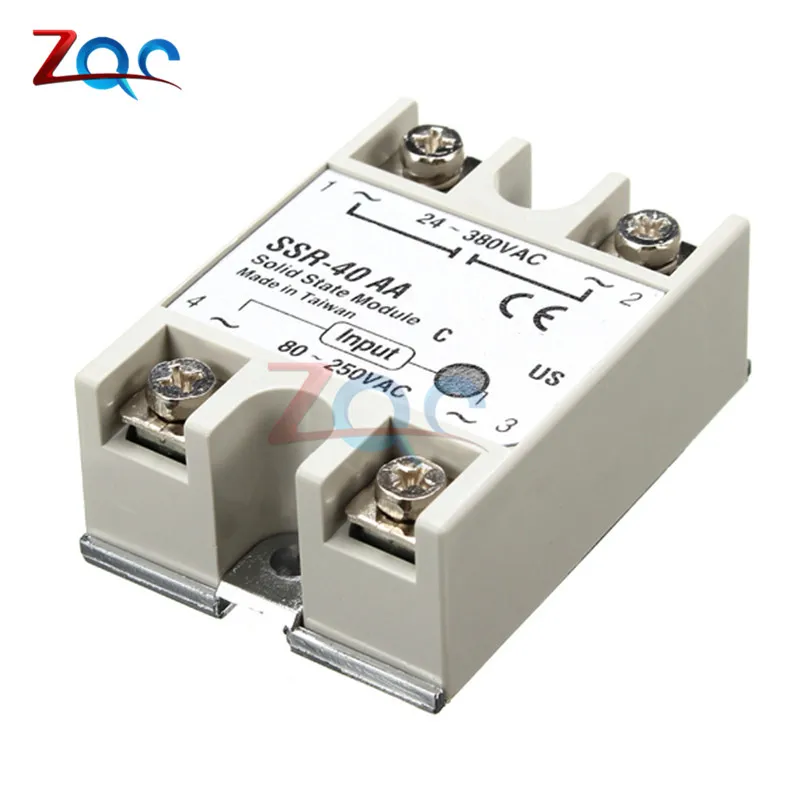 SSR-40AA Твердотельные реле SSR-10AA SSR-25AA SSR-40AA 10A 25A 40A AC Управление генератор импульсов 80-250VAC для 24-380VAC SSR 10AA 25AA 40AA теплоотвод - Габаритные размеры: SSR-40AA