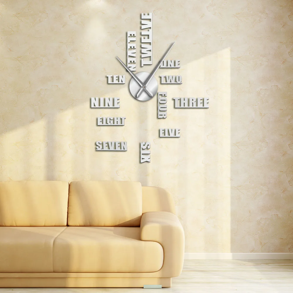 Большие бесшумные настенные часы с английскими буквами сделай сам современные