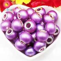 10pcs purple pearl round murano beads large hole silver plated fit pandora bracelet women snake chain bangle for jewelry making
