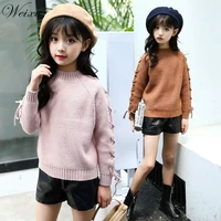 winter baby girl clothes kids pink pullover knitted cardigan sweaters childrens tiny cottons sweater for girl 5 7 8 12 14 years