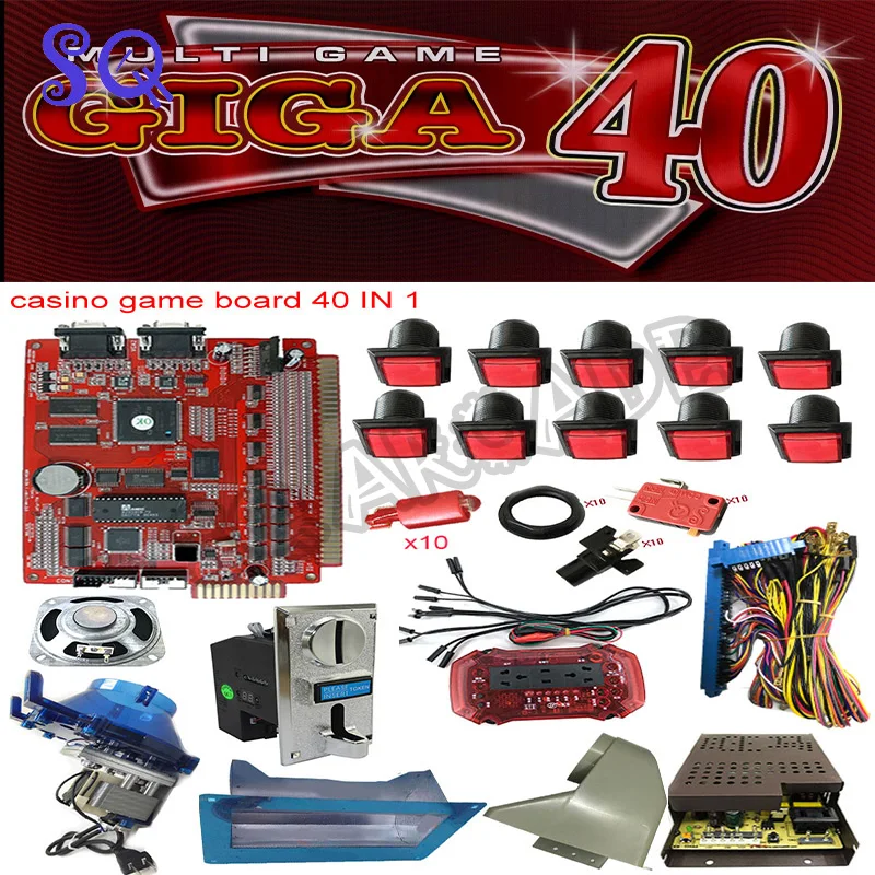 

Casino Multi Game Board GIGA 40 in 1 Kit for Gambling Machine Slot PCB Motherboard Coin Acceptor Hopper LED Button Win Sytem