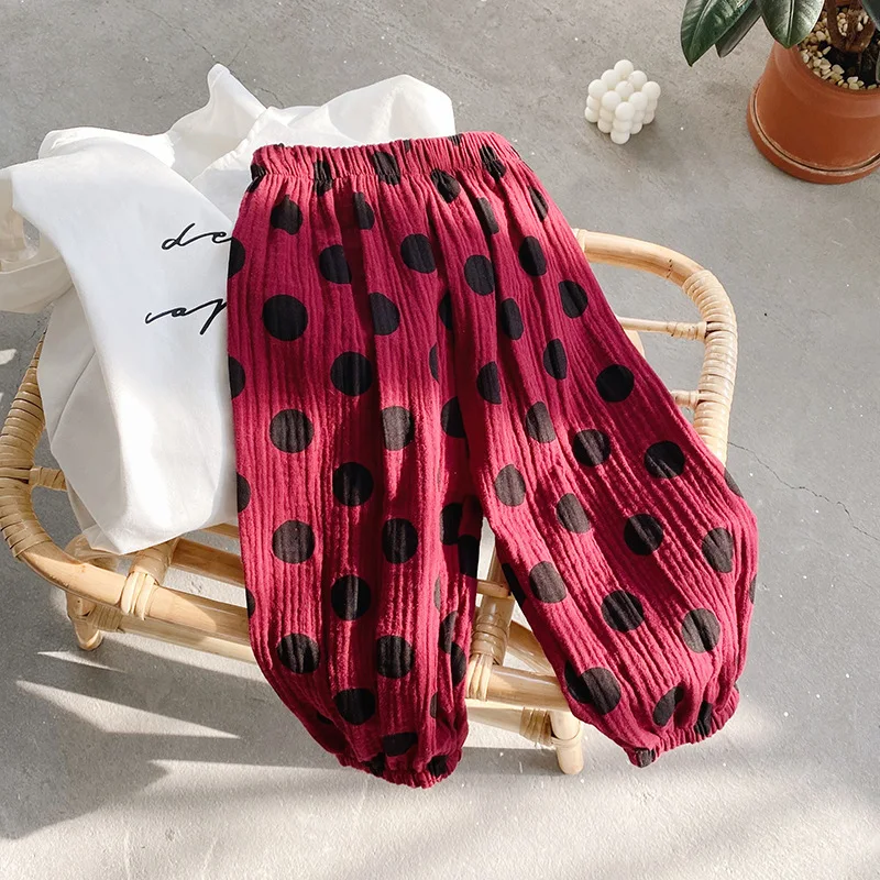 

Polka dot girls casual baby trousers children summer 4006