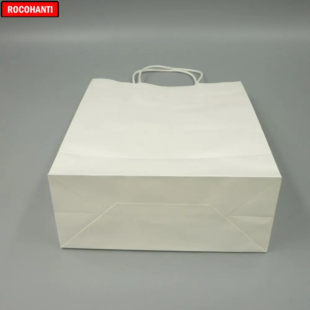 100X заказной логотип напечатанный белый крафт-бумажный мешок с витой ручкой дешевая цена многоразовые хозяйственные сумки оптом