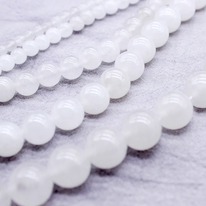 Natural Stone White Snow-white 4/6/8/10/12mm Round Beads DIY Accessorie Handmade Bracelet Bangle Necklace For Jewelry Making | Украшения и