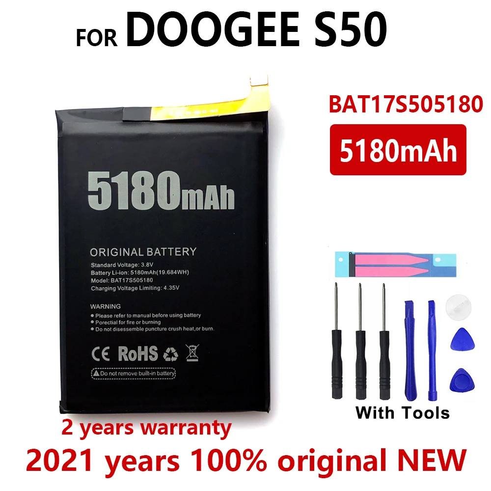 

New Genuine 5180mAh BAT17S505180 Phone Battery For Doogee S50 In Stock High Quality Replacement Batteries with free gift tools