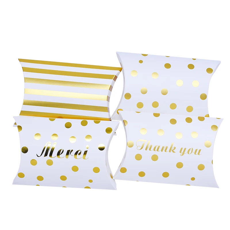 

10pcs/lot Wedding Favors Pillow Box Kraft Paper Dot Stripe Candy Gifts Boxes For Baby Shower Birtdhay Party Gift Pakcing Decor