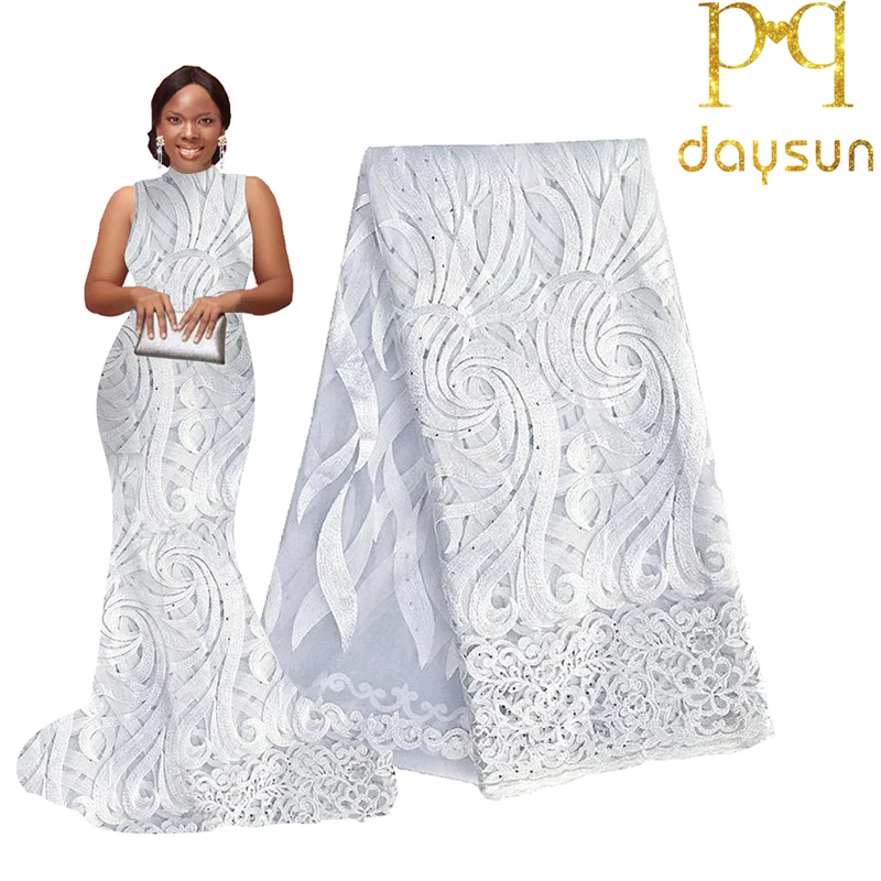 Африканская Кружевная Ткань 5 ярдов материал африканская сетчатая кружевная