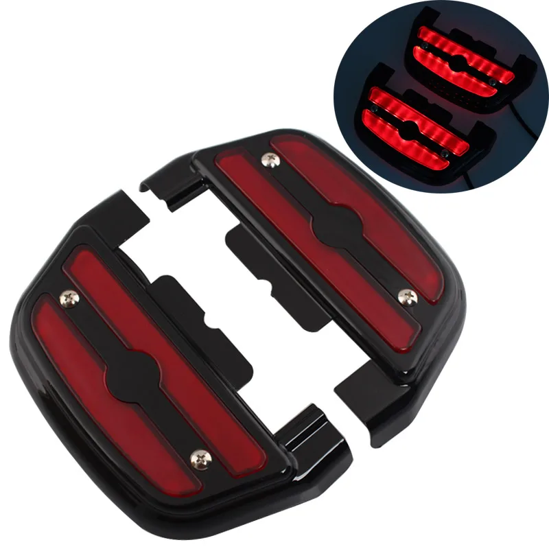 

Red LED Lighted For Harley Road King Street Road Electra Glide Softail Trike 84+ Rear Footrest Passenger Floorboard Cover Kit