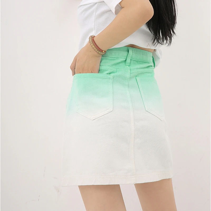 

SHENGPALAE Personality Pink Gradient Color High Waist Skirt Women's Summer 2021 New Mini Streetwear Skirts Female Tide 5E1357