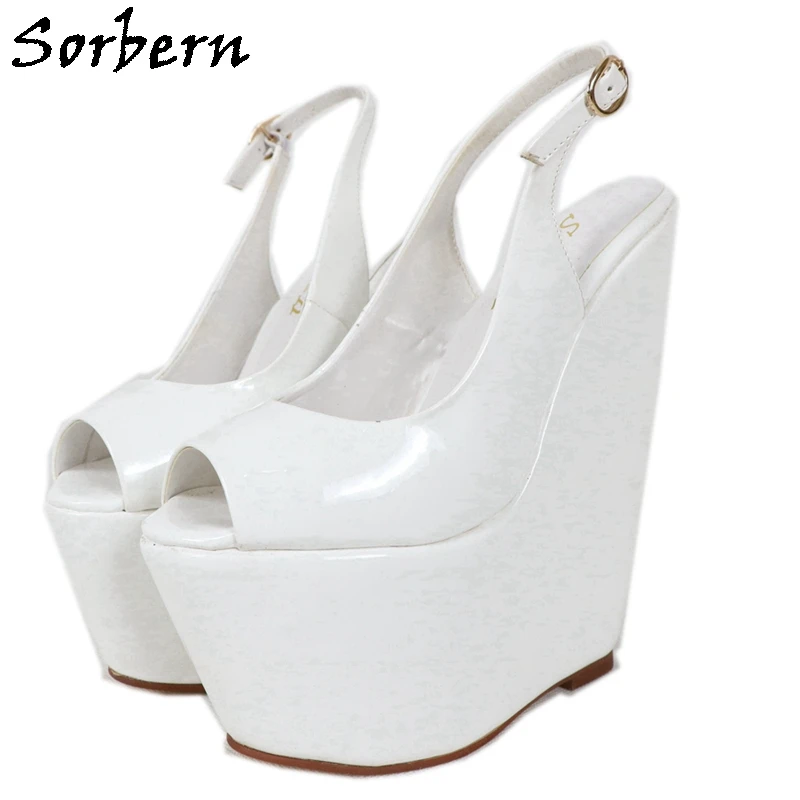 

Sorbern 17cm Peep Toe Wedge Slingback Pump High Heel Platform Shoe For Ladyboy Heels For Crossdresser Women Summer Shoes Custom