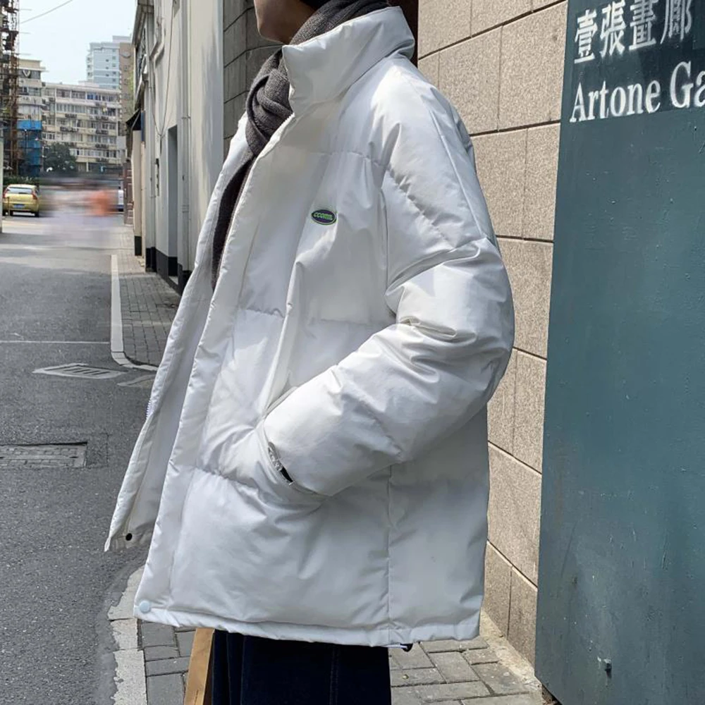 Men Cotton Padded Bomber Jacket Coat Streetwear Print Jacket Parka Harajuku Winter Down Jacket Coat Outwear