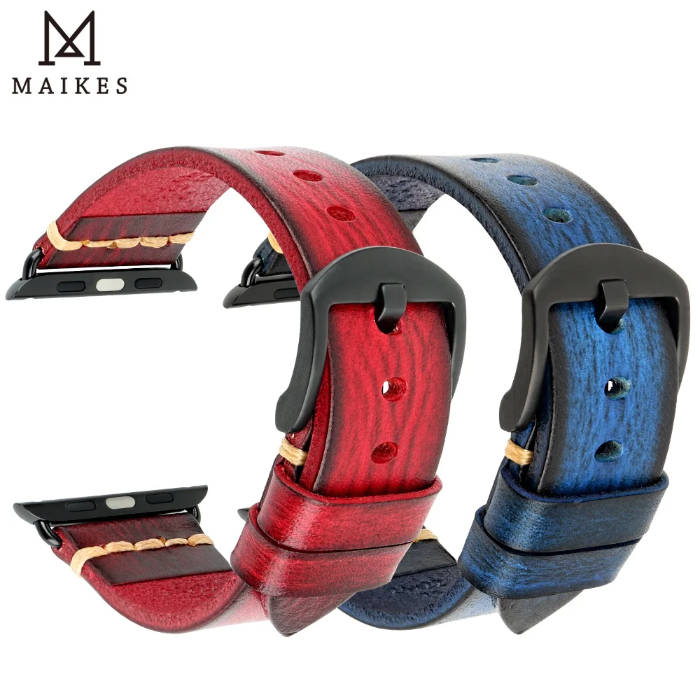 

Handmade Vintage Leather Watch Strap Fashion Watch band For Apple Watch Series 5 4 2 3 iWatch 44mm 40mm 42m 38mm Watchband