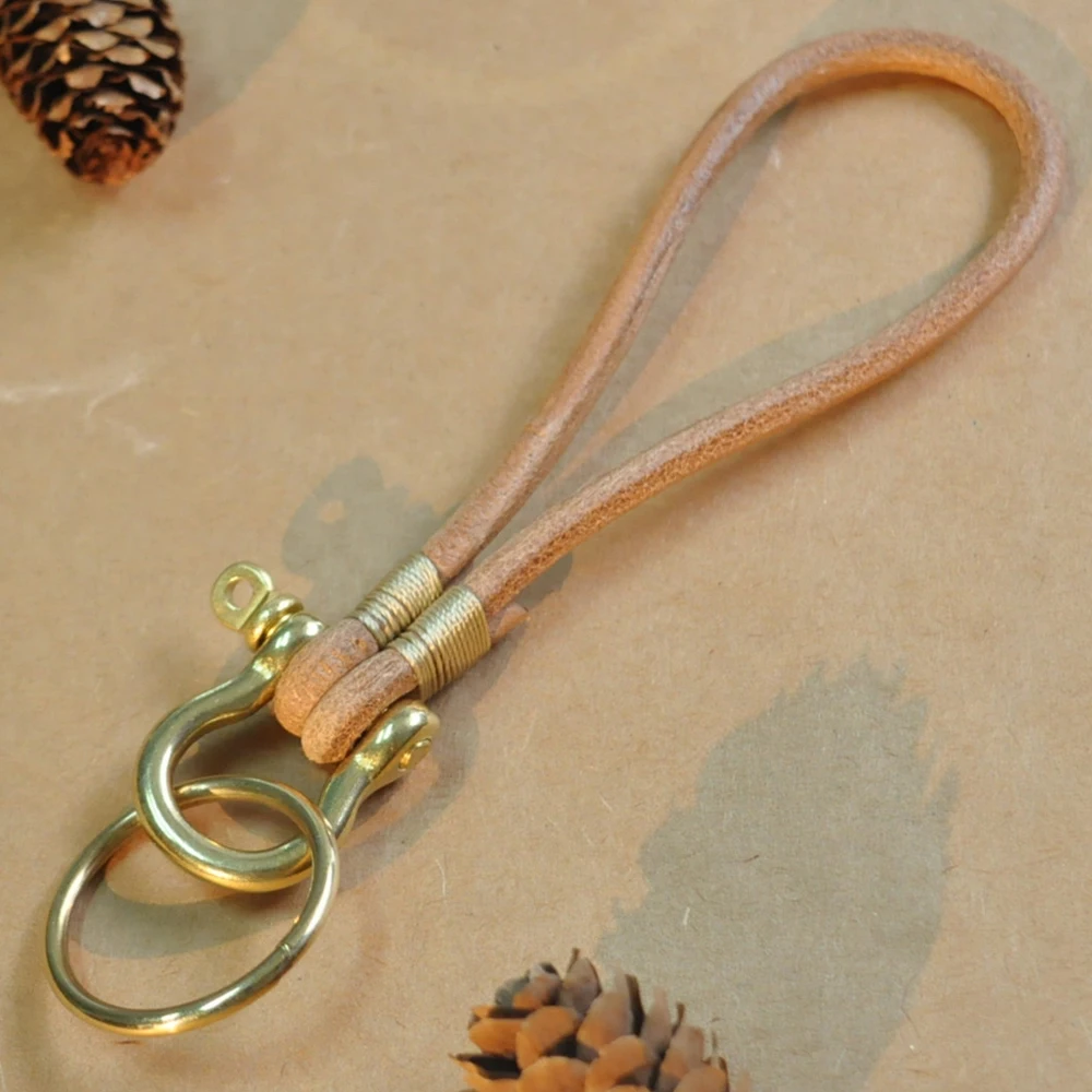 

Brass & PU Leather Keychain Handmade Leather Key Chain Waist Wallet KeyChains Keyrings Men Women Car Key Strap Keyholder