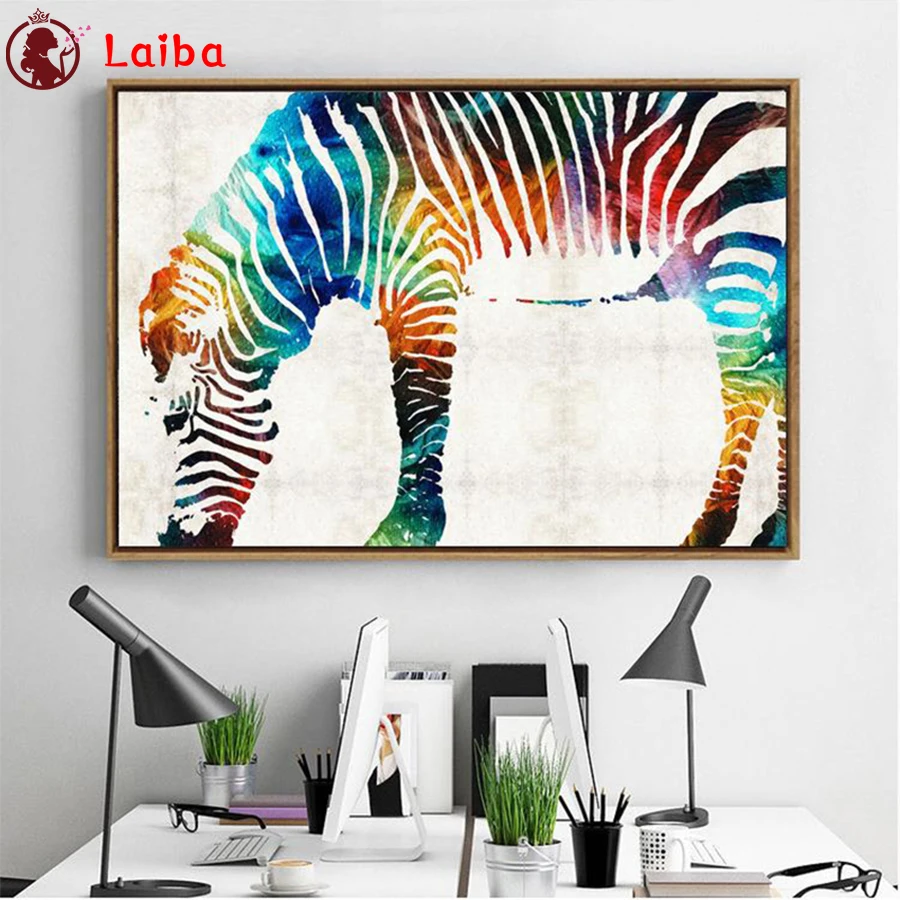 

DIY Diamond Painting Abstract animal art, painted zebra Hot selling home art cross stitch full squareround diamond embroidery