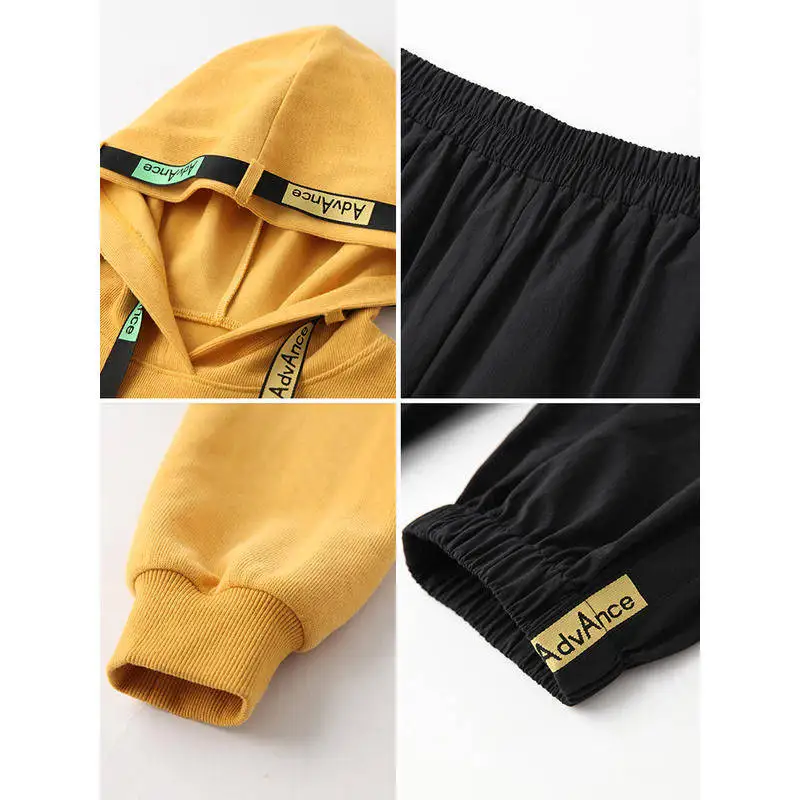 Fashion Tracksuit For Women Autumn 2021 New Korean Student Hooded short sweater casual wild beam pants 2 piece set women |