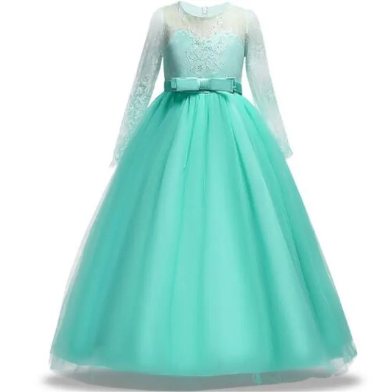 Новое кружевное платье принцессы Детское с цветочным узором для девочек