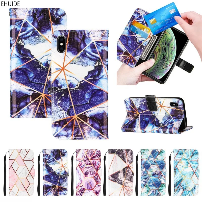 

Flip Case For Motorola Moto G Stylus 2021 G100 Edge S G50 G30 G Play 2021 E7 Power Marble PU Leather Wallet Card Stand Cover