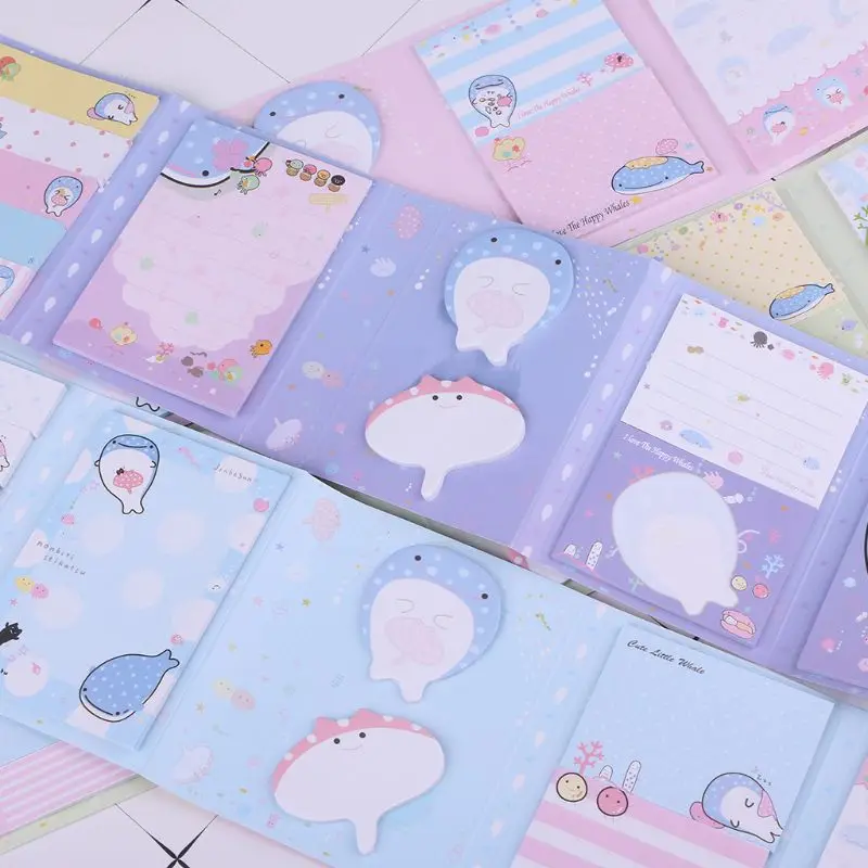 

Cute Happy Whale 6 Folding Memo Pad Sticky Note Memo Notepad Bookmark Stationery