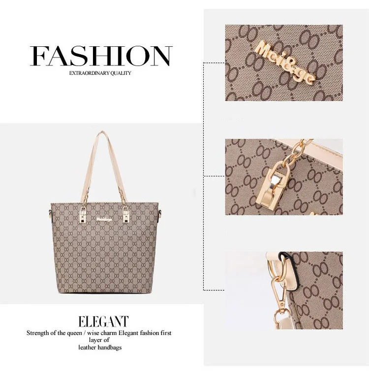 Autumn New Fashion Women's Bag 6 Piece Set Plaid Bag Lady Slung Hand Bag Shoulder Messenger Composite Bag