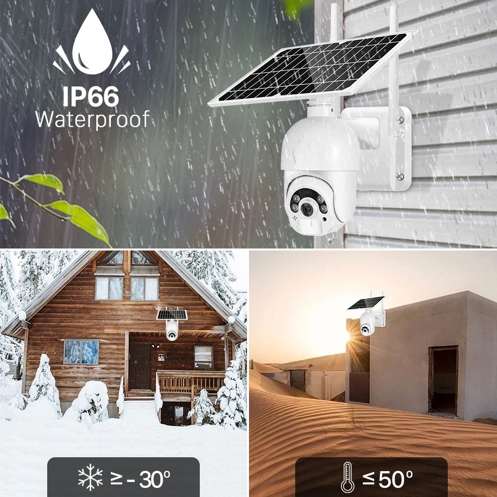 

PTZ HD1080p Solar Panels IP Camera 4g SIM Card Battery Powered Outdoor Wireless Street Video CCTV Security Surveillance Camera